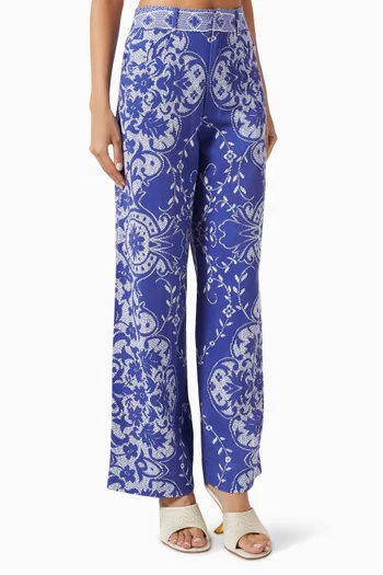 Lela Lace-print Pants in Cotton