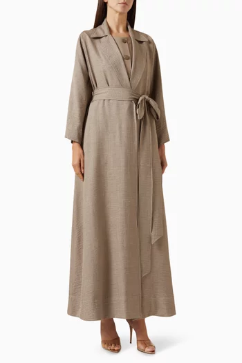 4-piece Belted Abaya Set in Linen