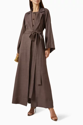 4-piece Belted Abaya Set in Linen