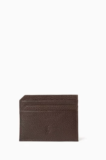 Logo Card Case in Pebbled Leather