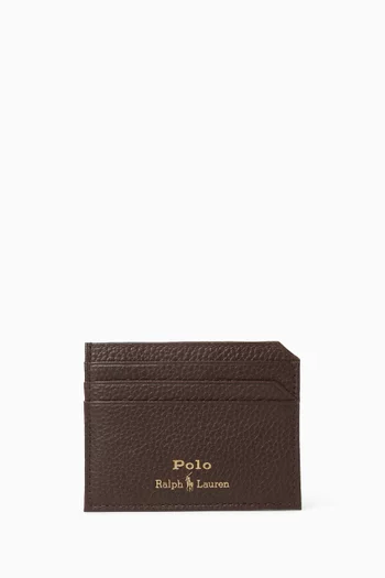 Logo Card Case in Pebbled Leather