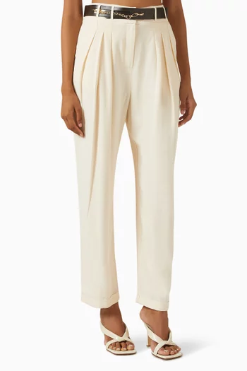 بنطال بحزام مزيج قطن