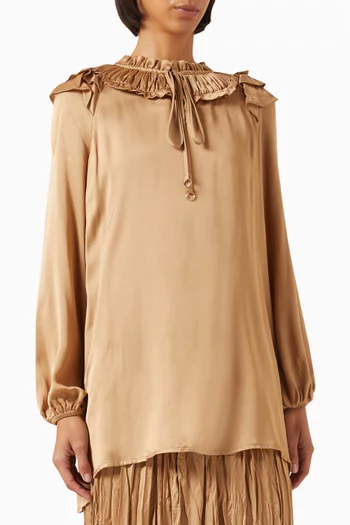 بلوزة كشكش مزيج فيسكوز