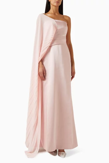 فستان سهرة درابيه بكتف مكشوف