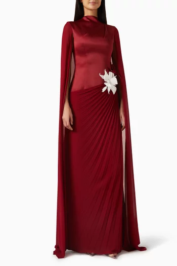 فستان سهرة بكاب وطيّات تفتا ميكادو