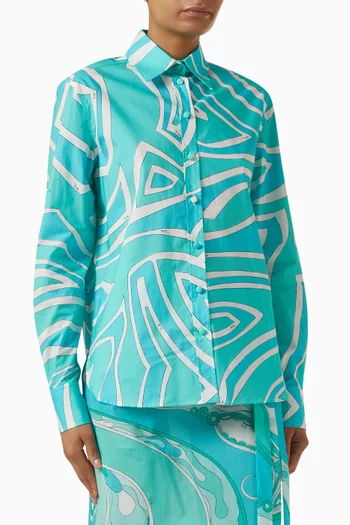 قميص بنقشة مارمو قطن بوبلين