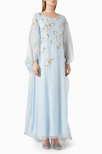 Bead-embellished Cape Dress in Organza