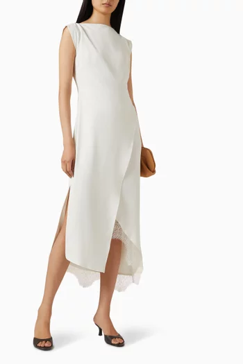 فستان متوسط الطول بحواف دانتيل