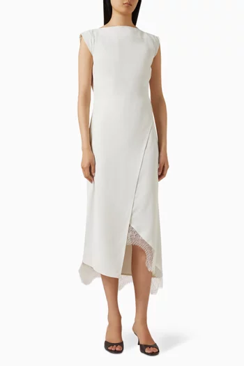 فستان متوسط الطول بحواف دانتيل