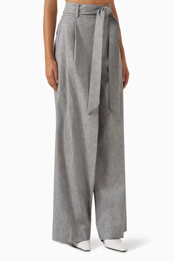 Self-tie Belt Pants in Cotton-blend
