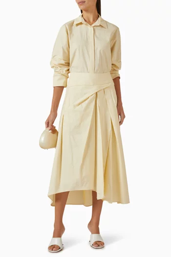 تنورة بطيّات وتصميم غير متماثل قطن