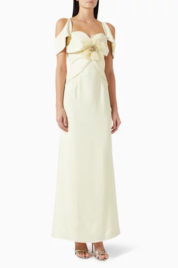 3D Floral-applique Gown in Crepe