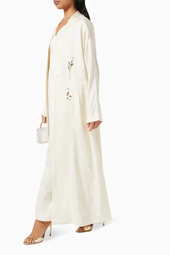 Hand-embroidered Abaya in Silk-jacquard
