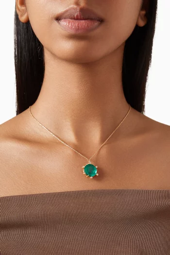 Emerald & Diamond Necklace in 18kt Gold