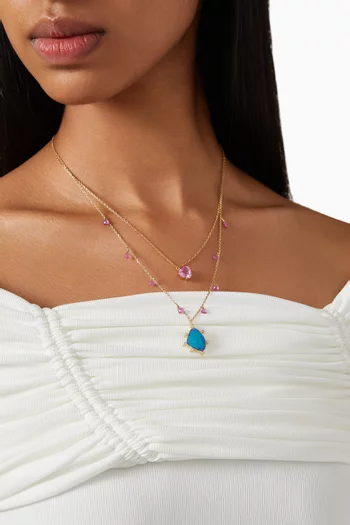 Sapphire, Opal & Diamond Layered Necklace in 18kt Gold