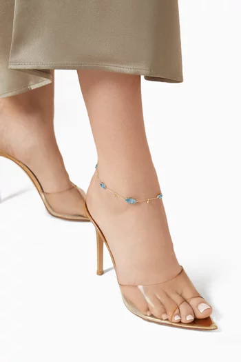 Topaz & Diamond Station Anklet in 18kt Gold