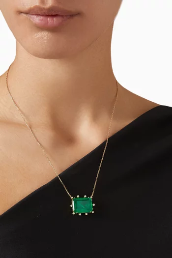 Emerald & Diamond Necklace in 18kt Gold