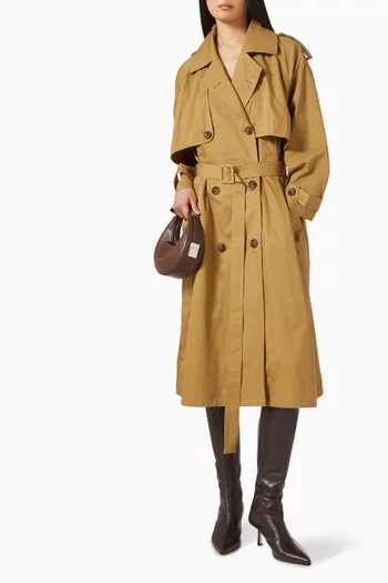 Classic Midi Trench Coat in Cotton-blend