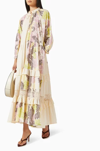 Castello Ruffle Maxi Dress in Cotton