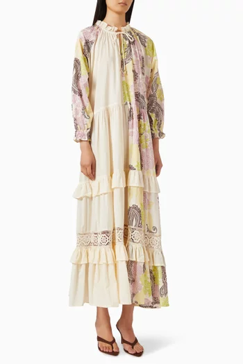 Castello Ruffle Maxi Dress in Cotton