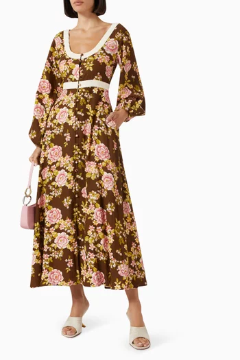 Juliet Midi Dress in Linen & Cotton
