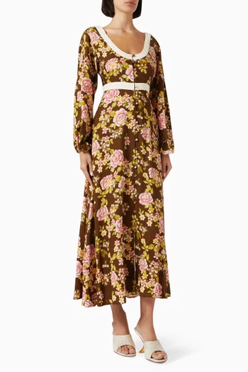 Juliet Midi Dress in Linen & Cotton