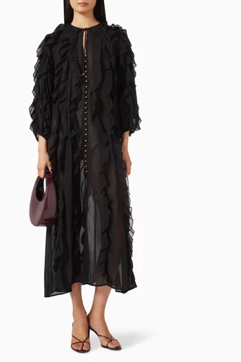 Sunray Flounce Maxi Dress in Crepe Georgette