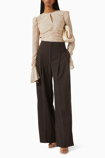Pinstripe Wide-leg Pants