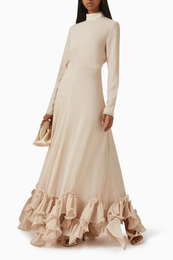 Ruffle Maxi Dress in Chiffon