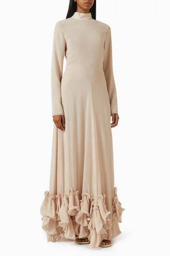 Ruffle Maxi Dress in Chiffon