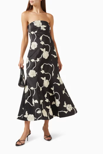 3D-flower Midi Dress