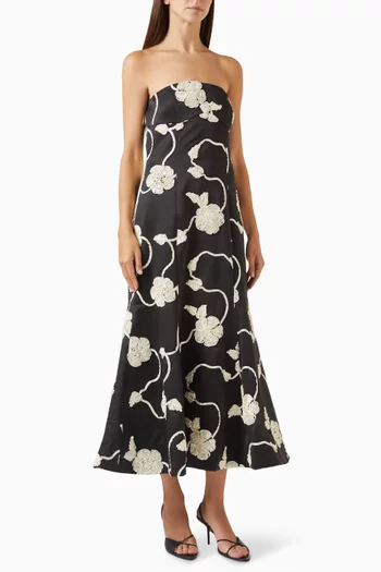 3D-flower Midi Dress