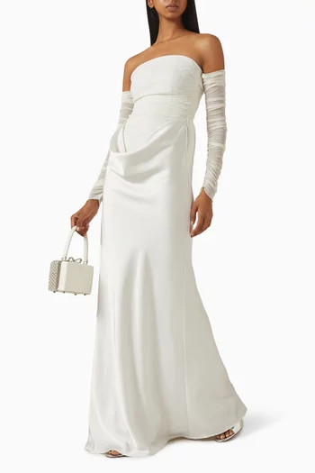 Ruched Off-shoulder Gown