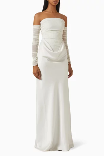 Ruched Off-shoulder Gown