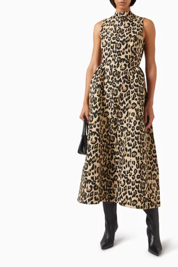 Leopard-print Midi Dress in Jacquard