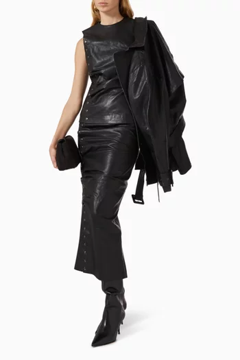 Studded Midi Skirt in Leather