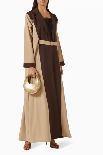 Two-tone Belted Abaya