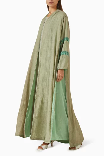 Embroidered Abaya Set in Linen