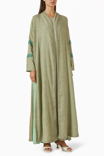 Embroidered Abaya Set in Linen