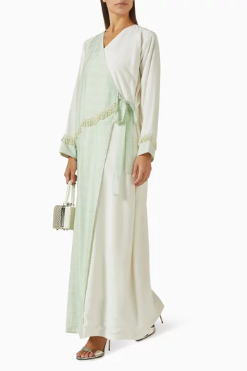 Pearl-embellished Wrap Abaya