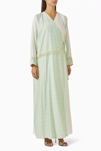 Pearl-embellished Wrap Abaya