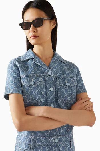 نظارة شمسية بإطار مربع لامع أسيتات معاد تدويره