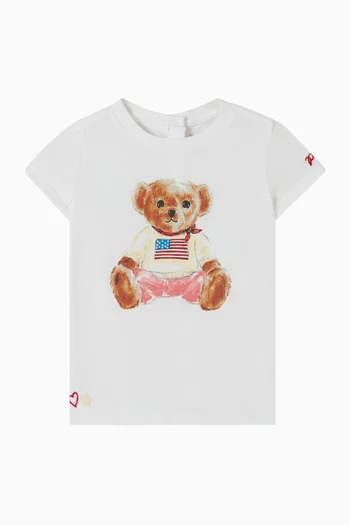 تي شيرت مزين بدب بولو قطن جيرسيه