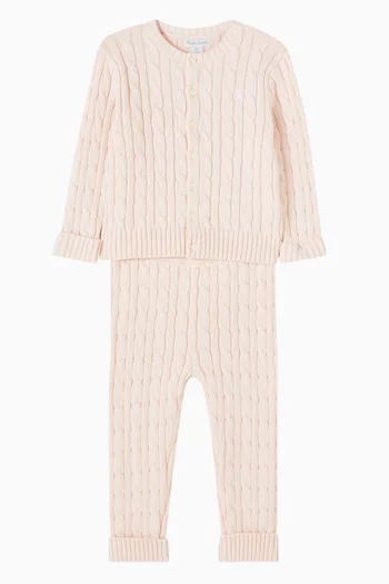 Cable-knit Sweater & Pants Set in Cotton