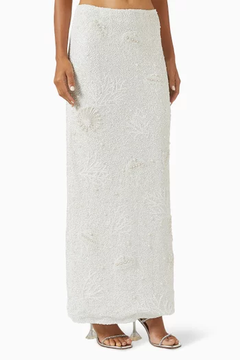 تنورة فيث طويلة مطرزة بالخرز قماش شبكي