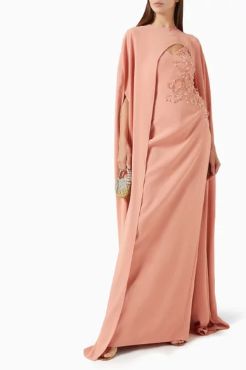 Embellished Cape & Dress Set