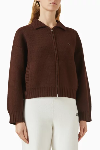 Collar Bomber Jacket in Knit