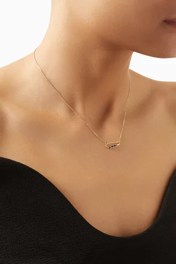 Mini Baguette Safety Pin Necklace in 14kt Gold