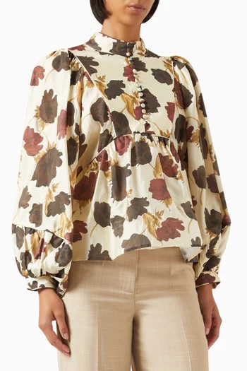 High-neck Blouse in Viscose-blend