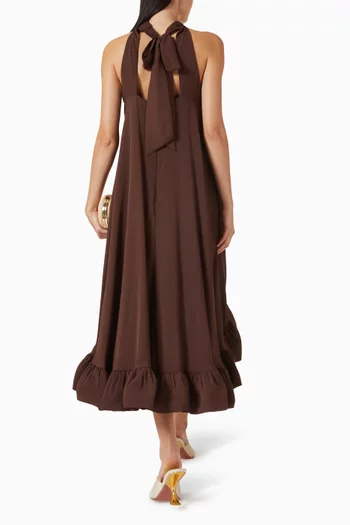 Sabrina Halterneck Ruffled Midi Dress